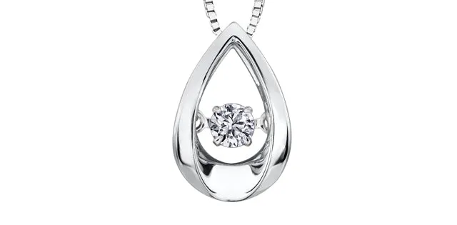 10K White Gold "Pulse" Diamond Teardrop Pendant with chain
