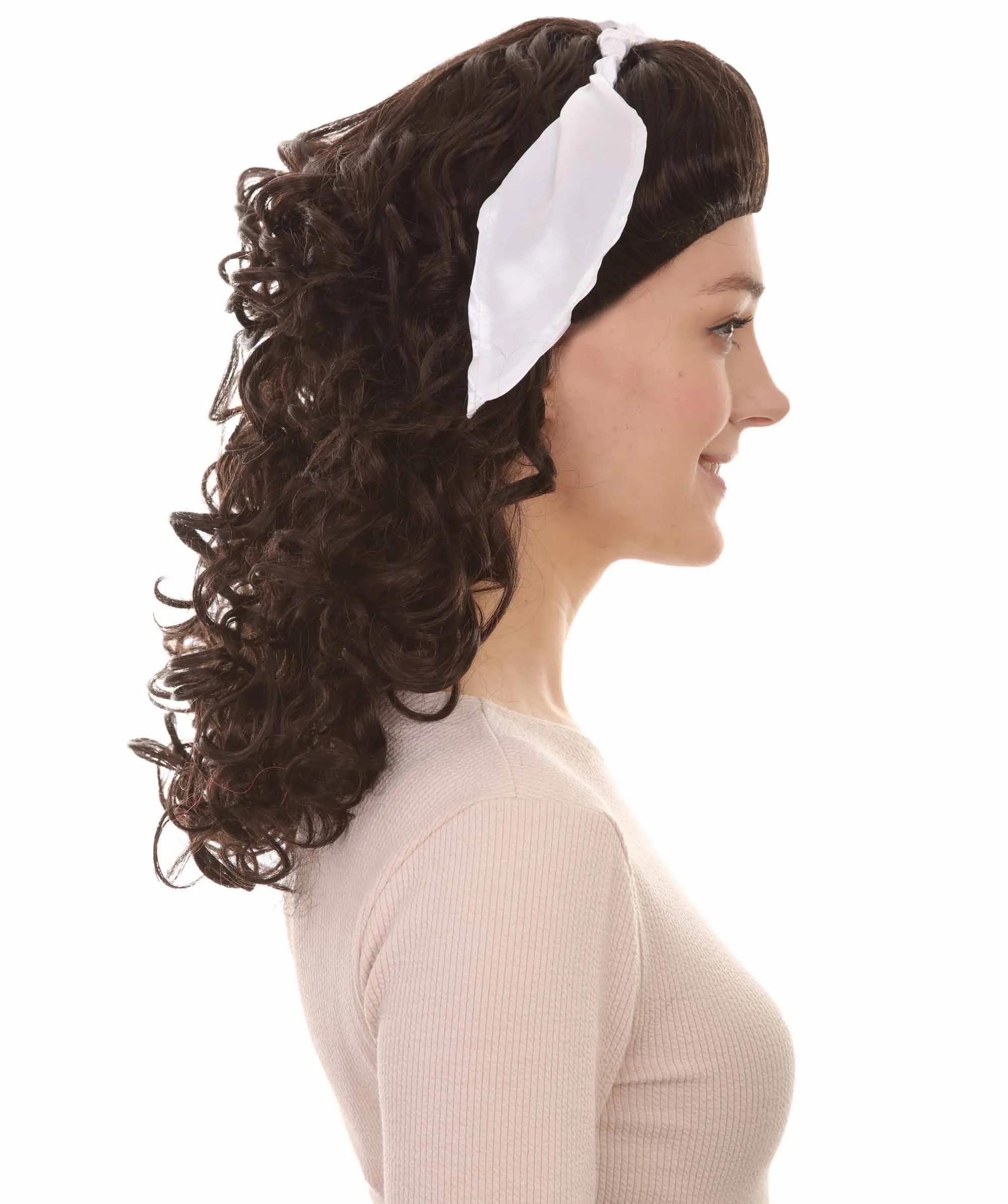 60's Homemaker Womens Wig | Dark Brown Vintage Wig | Premium Breathable Capless Cap