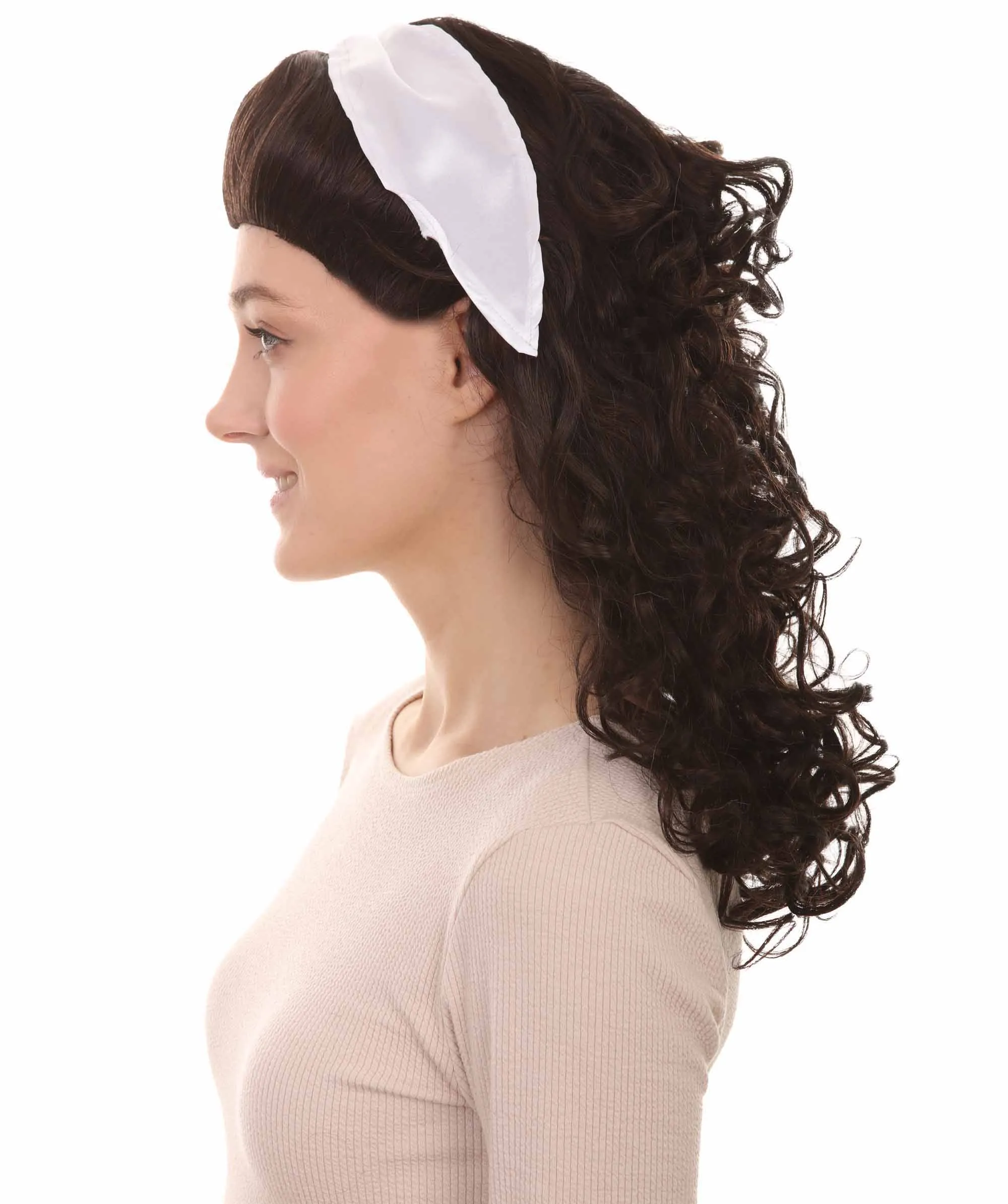 60's Homemaker Womens Wig | Dark Brown Vintage Wig | Premium Breathable Capless Cap