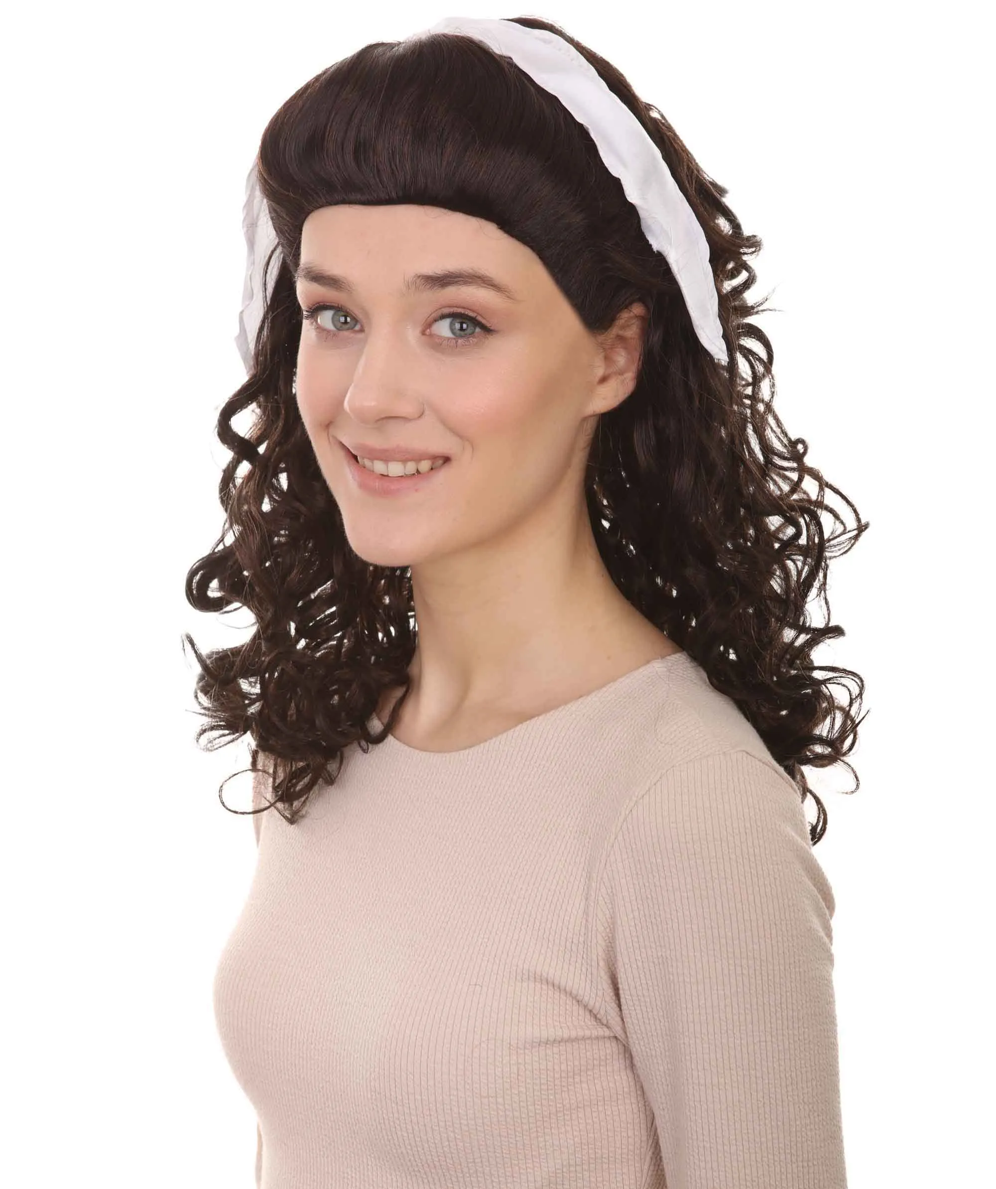 60's Homemaker Womens Wig | Dark Brown Vintage Wig | Premium Breathable Capless Cap
