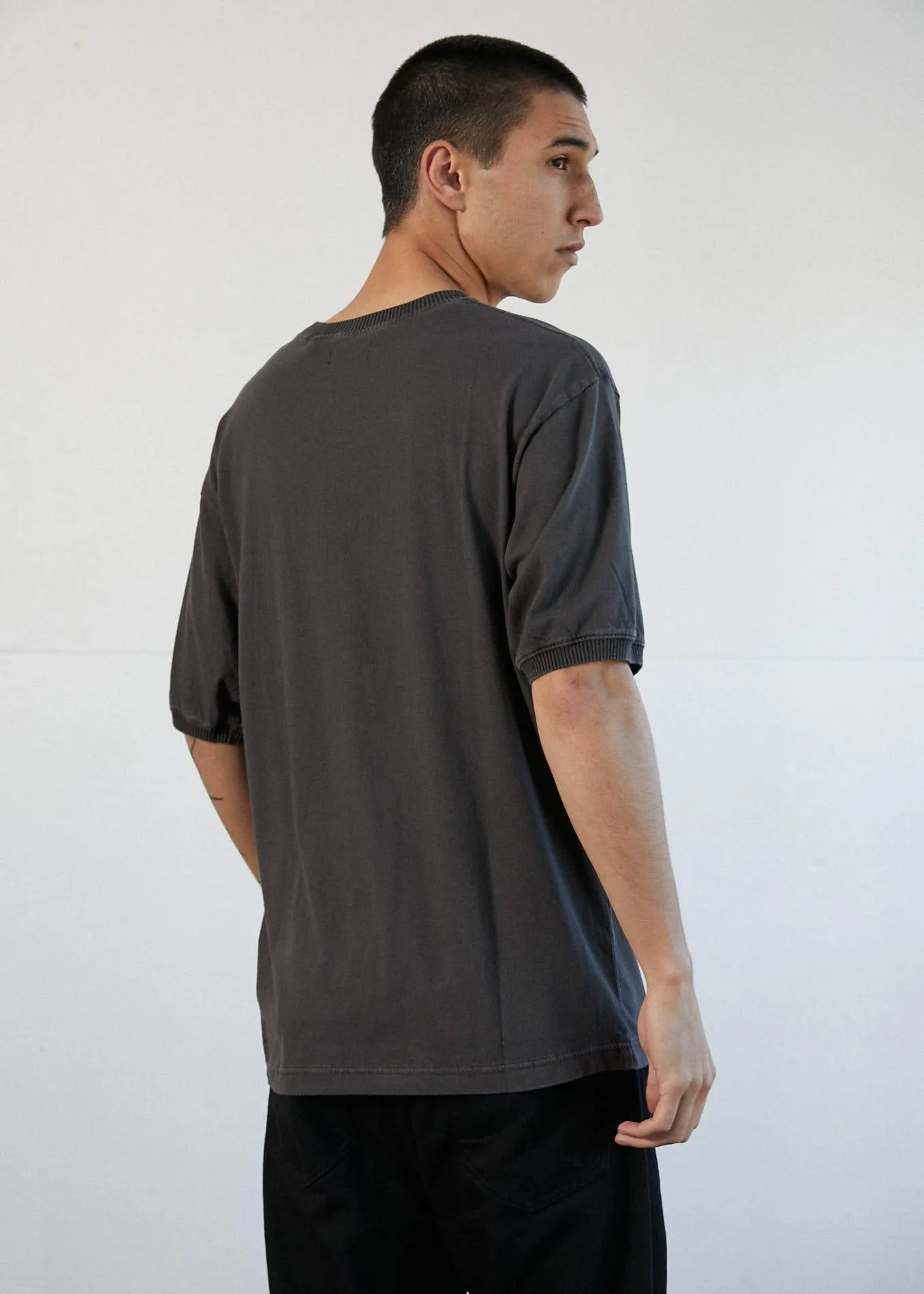Afends Mens Seventies - Retro Fit Ringer Tee - Vintage Black