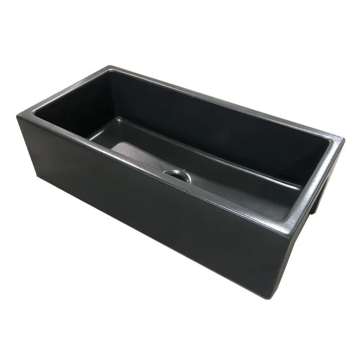 ALFI 36" Black Matte Reversible Smooth / Fluted Single Bowl Fireclay Farm Sink