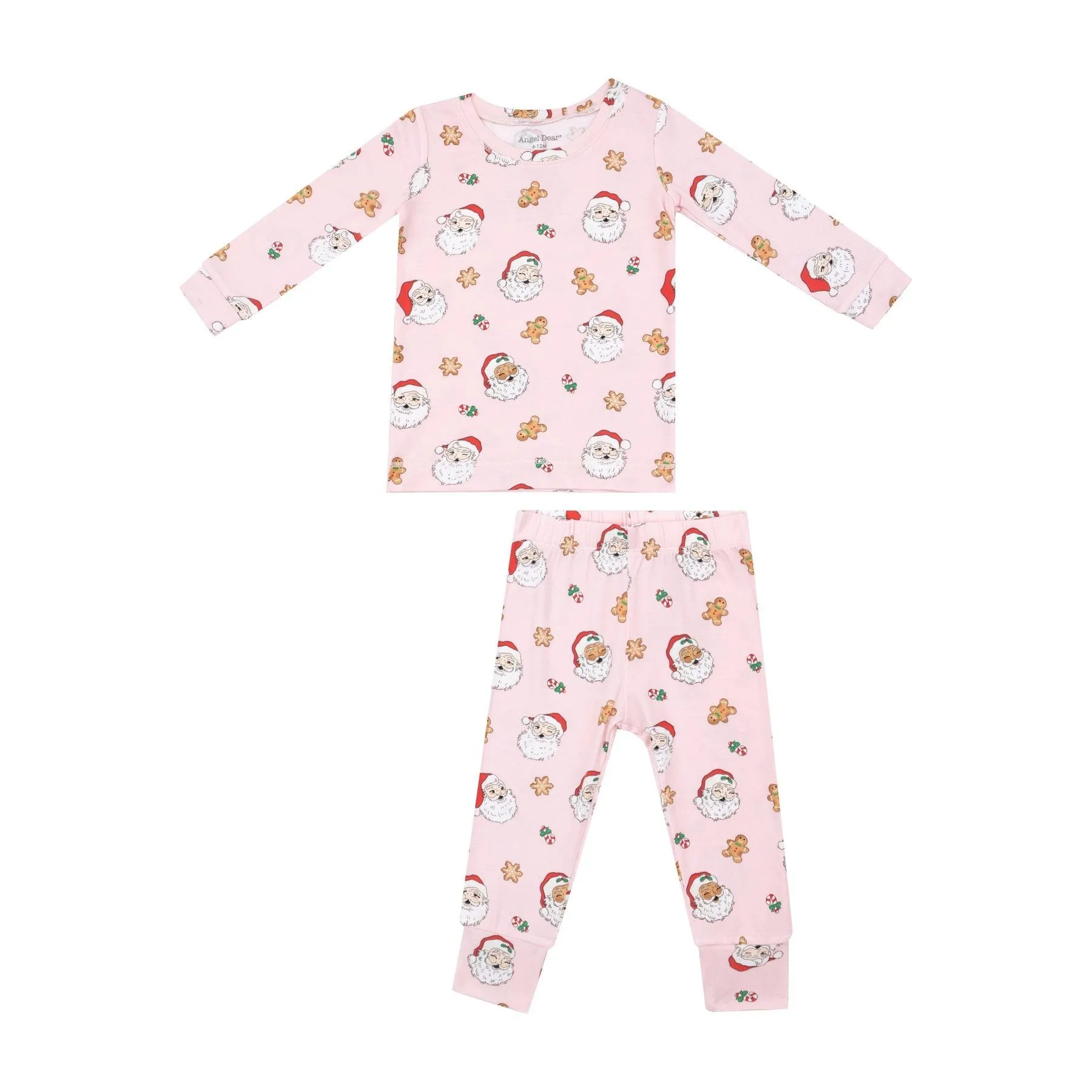 Baby Girls Sets | 2PCS Loungewear: Vintage Santa- Pink | Angel Dear