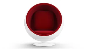 Ball - Ball Chair, Bold Red Wool and White