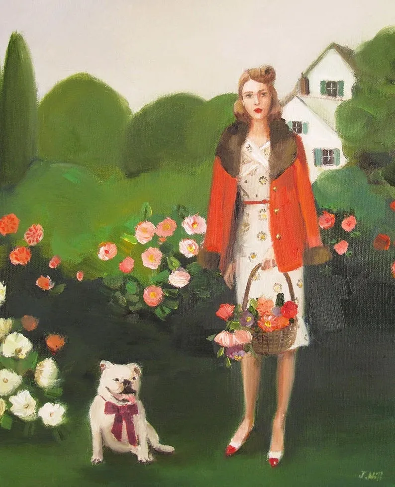Beatrice in the Garden On Her Sixth Birthday - Janet Hill Studio Art Print