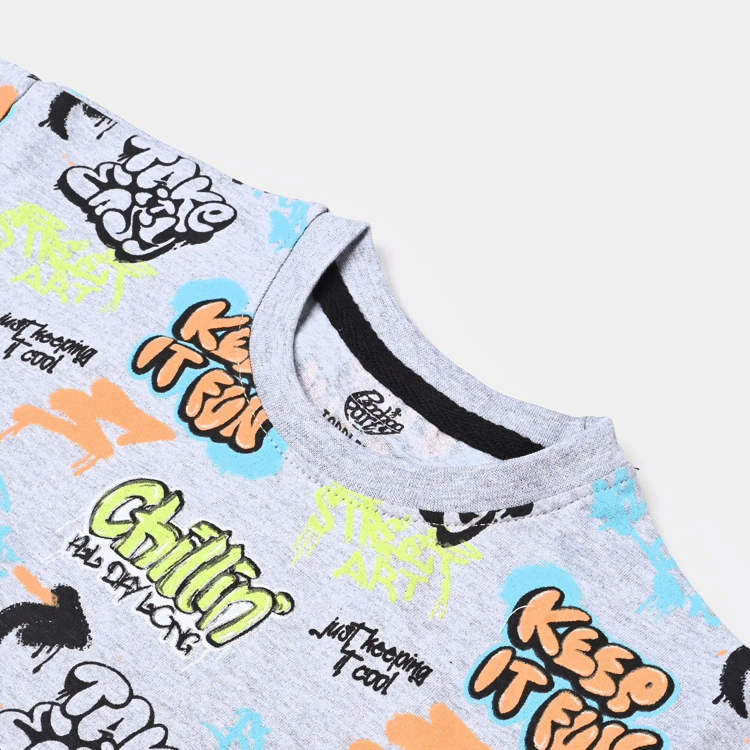 Boys Slub Jersey T-Shirt H/S Keep It Fun-Grey