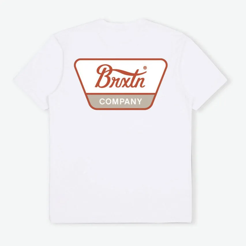 BRIXTON LINWOOD TEE WHITE/BURNT RED/BEIGE