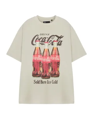 Coca Cola Sold Here Ice Cold Unisex Beige Short Sleeved T-Shirt