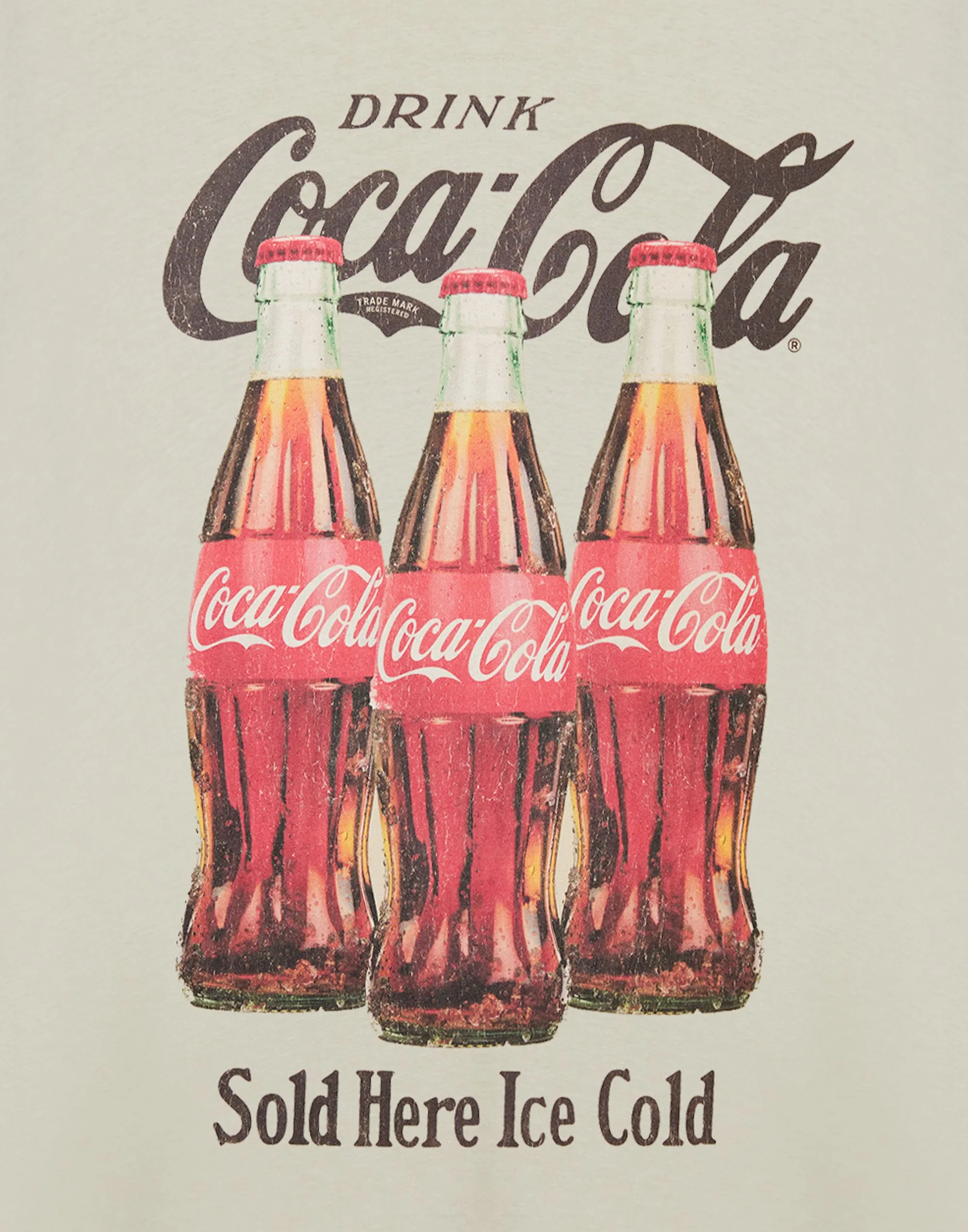 Coca Cola Sold Here Ice Cold Unisex Beige Short Sleeved T-Shirt