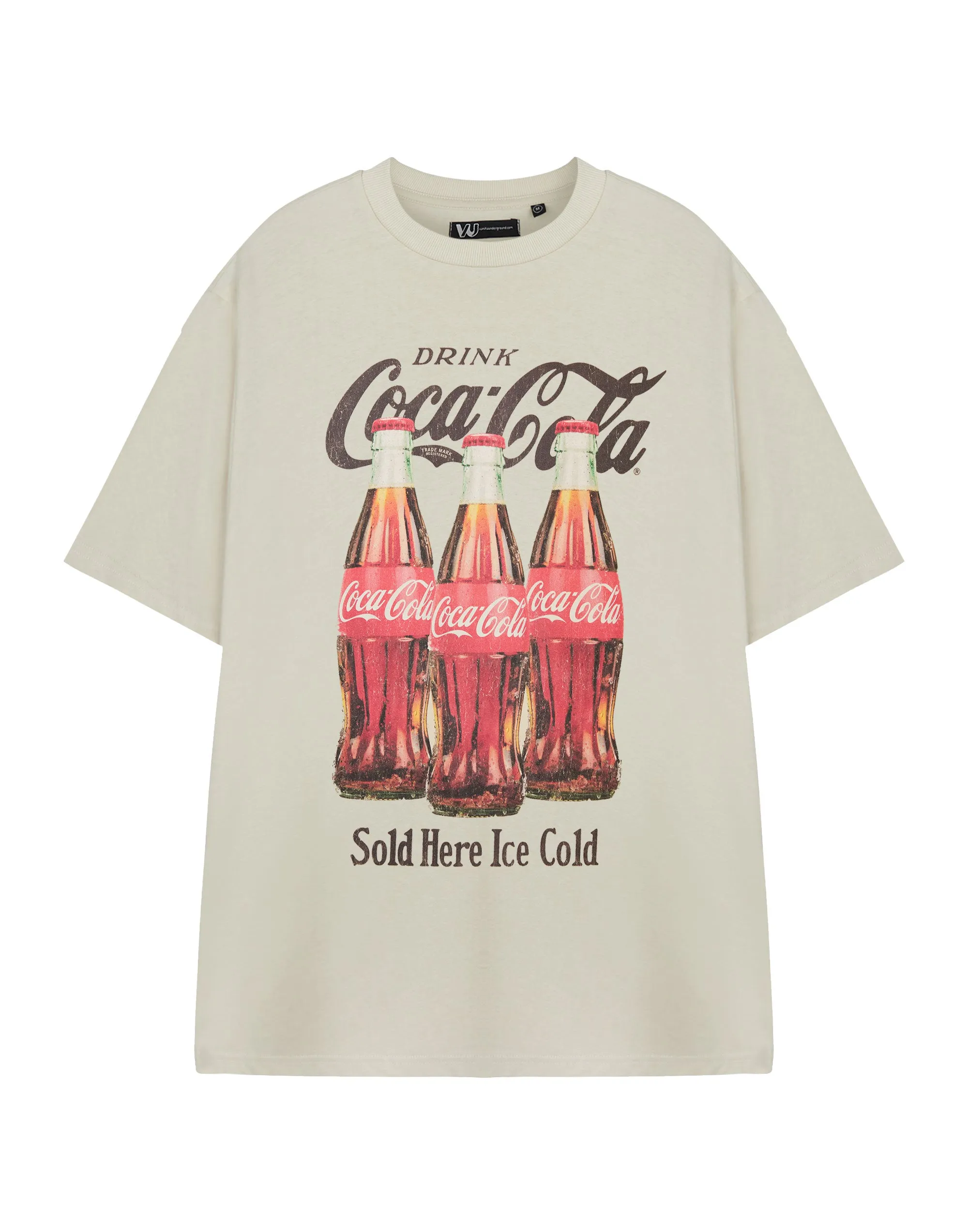 Coca Cola Sold Here Ice Cold Unisex Beige Short Sleeved T-Shirt