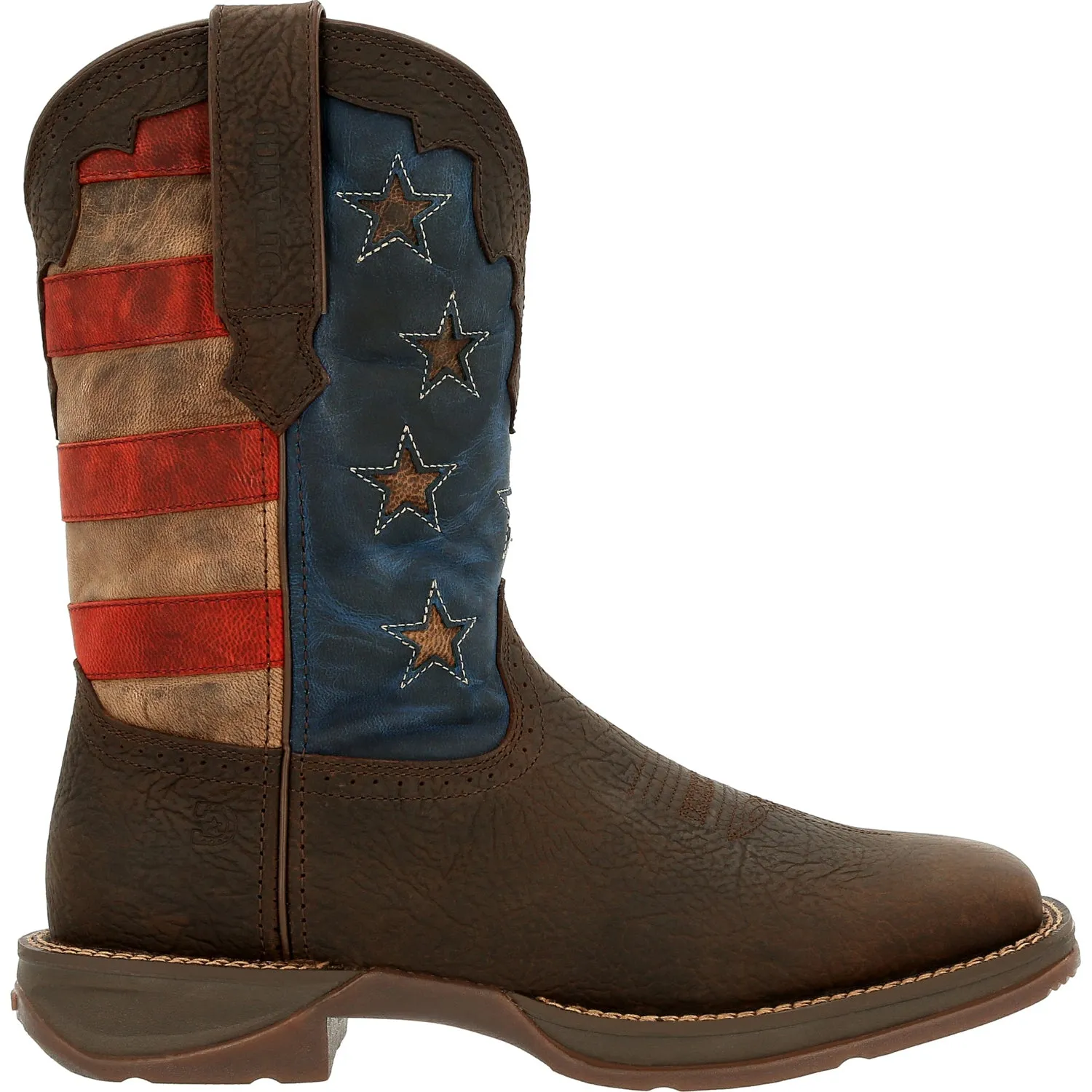 Durango Mens Rebel Western Dark Brown/Vintage Flag Leather Cowboy Boots