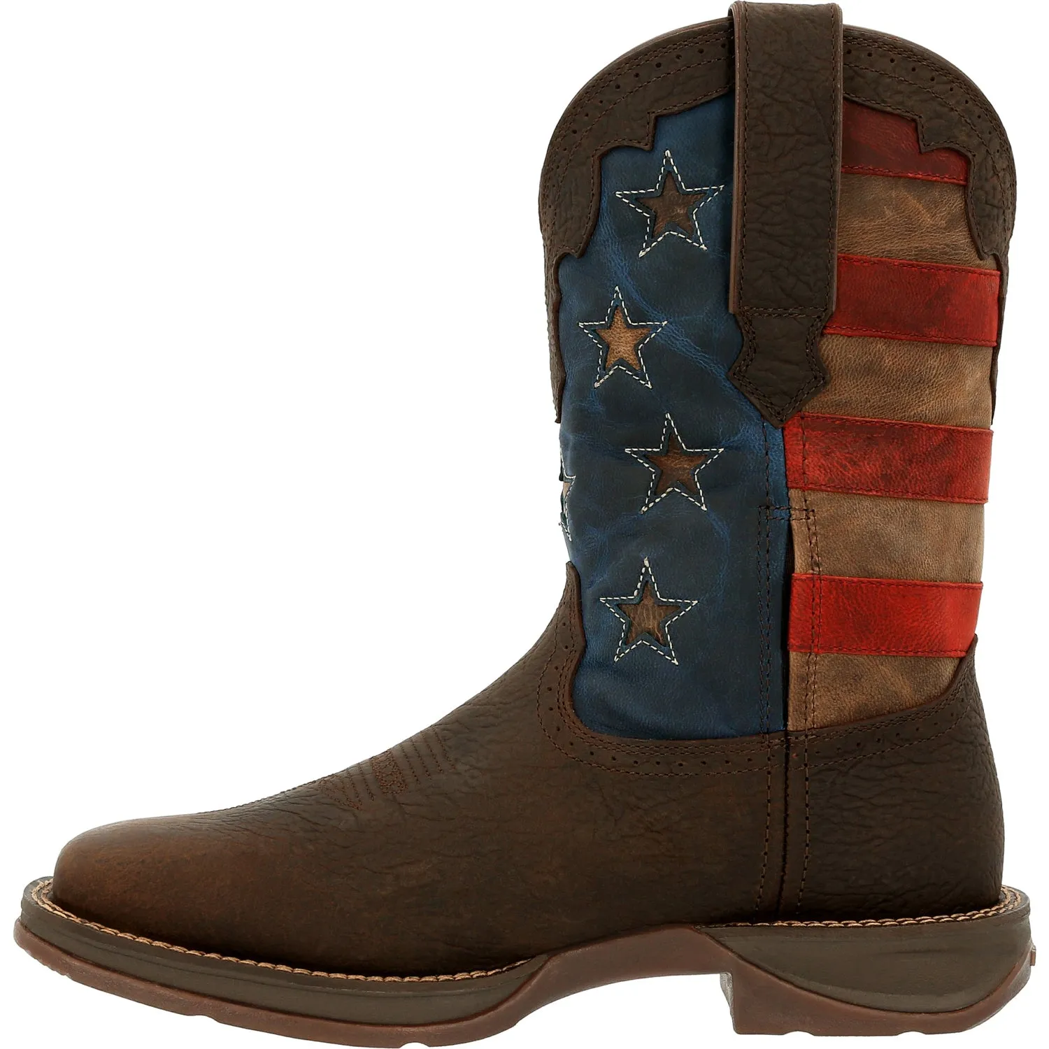 Durango Mens Rebel Western Dark Brown/Vintage Flag Leather Cowboy Boots
