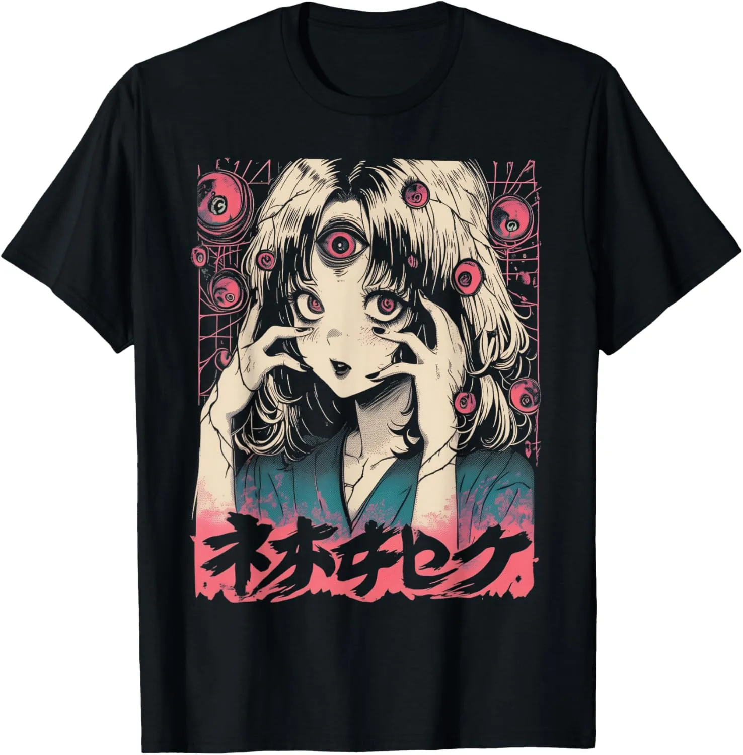 Goth Grunge Demon Anime Girl Waifu Horror Alt Aesthetic T-Shirt