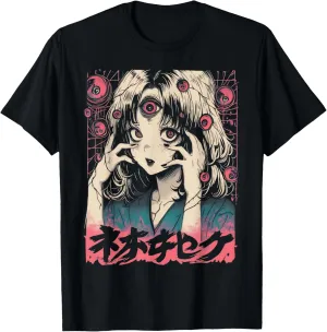 Goth Grunge Demon Anime Girl Waifu Horror Alt Aesthetic T-Shirt