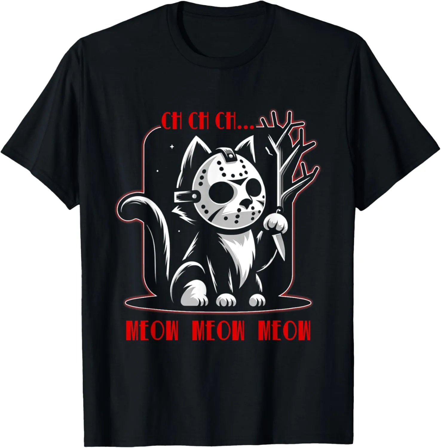 Graphic Cat Funny Animal Horror Movie Cute Kitten Meow T-Shirt