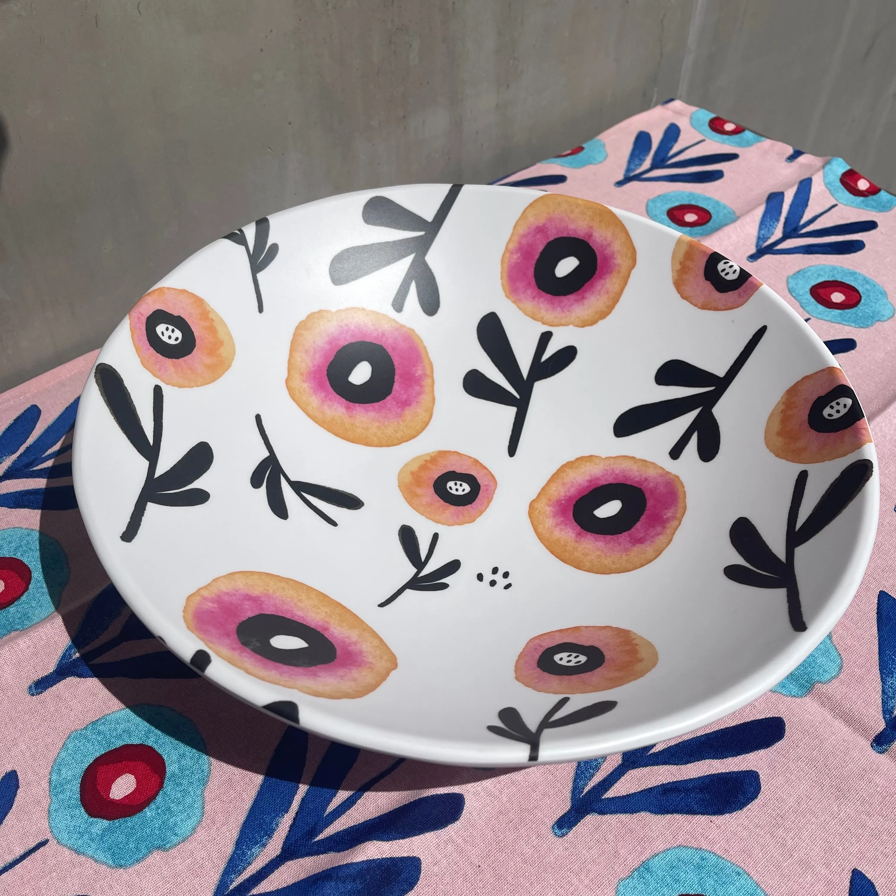 Large, Matte Poppy Melamine Bowl