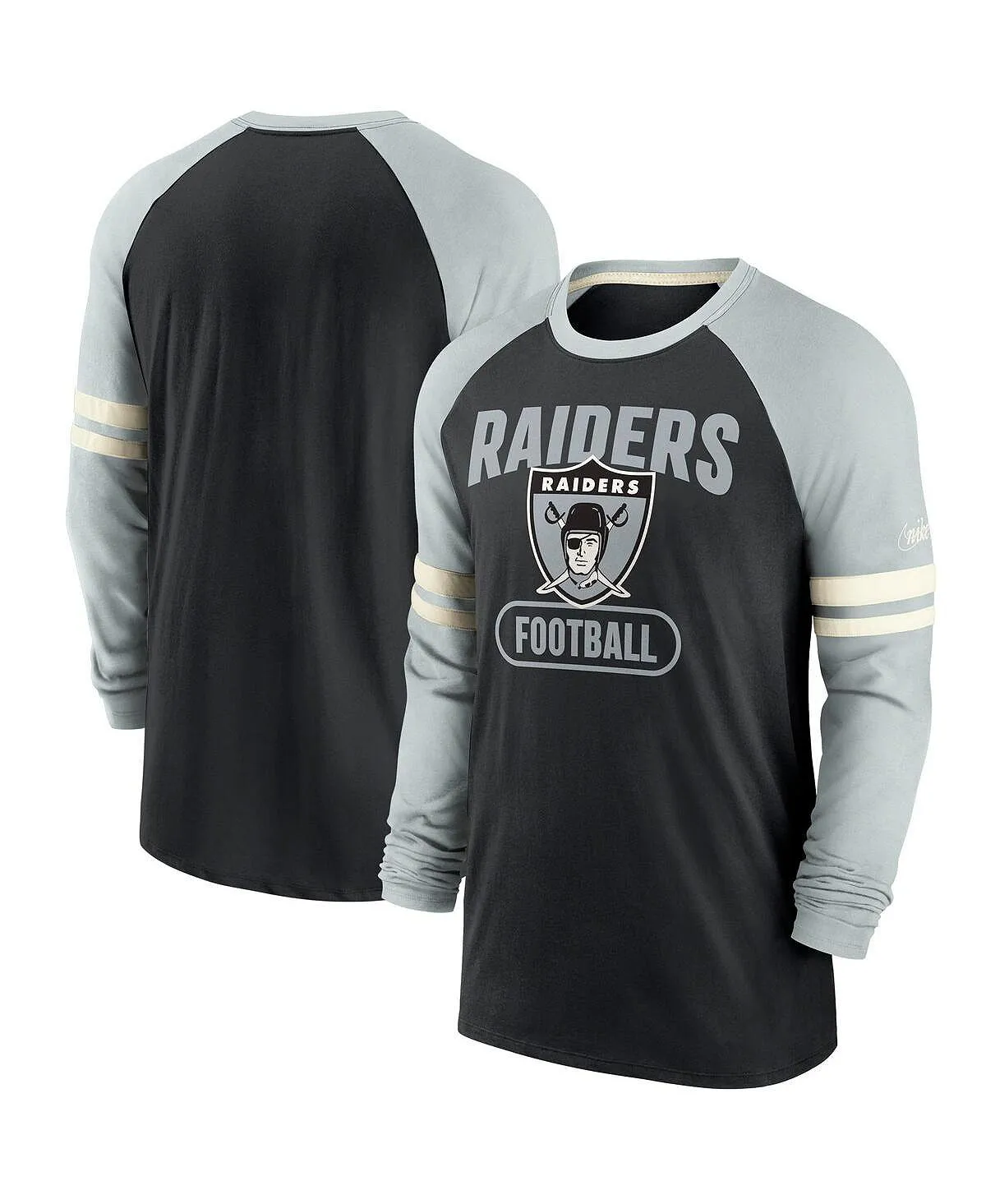 Las Vegas Raiders Nike Men's Black and Silver Long Sleeve Raglan T-Shirt multi