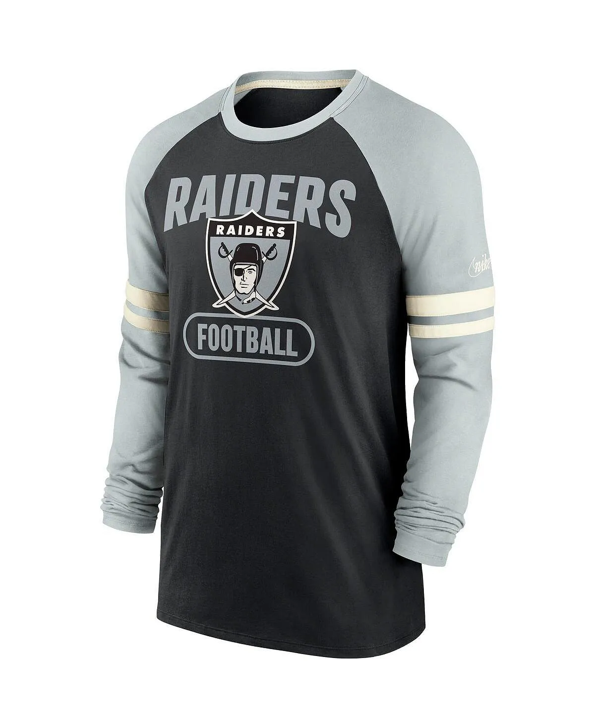 Las Vegas Raiders Nike Men's Black and Silver Long Sleeve Raglan T-Shirt multi