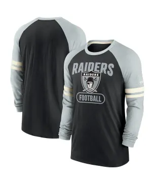 Las Vegas Raiders Nike Men's Black and Silver Long Sleeve Raglan T-Shirt multi