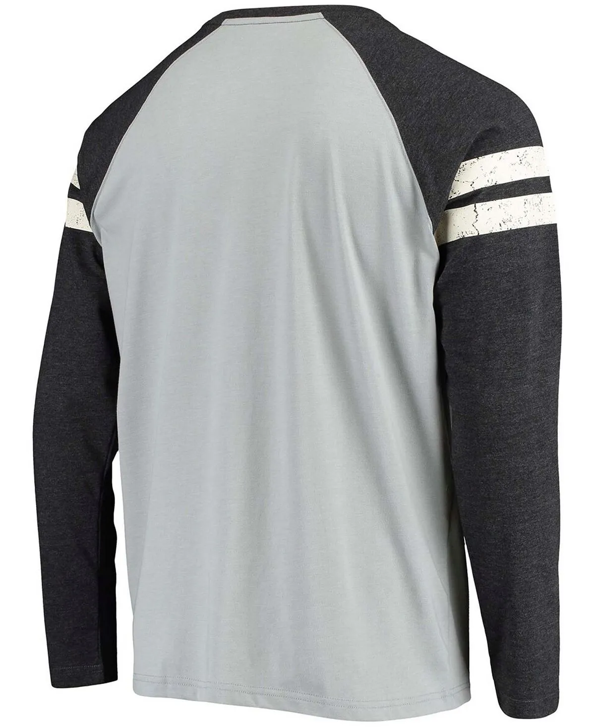 Men's silver and black las vegas raiders throwback league long sleeve raglan tri-blend Starter T-shirt , multi