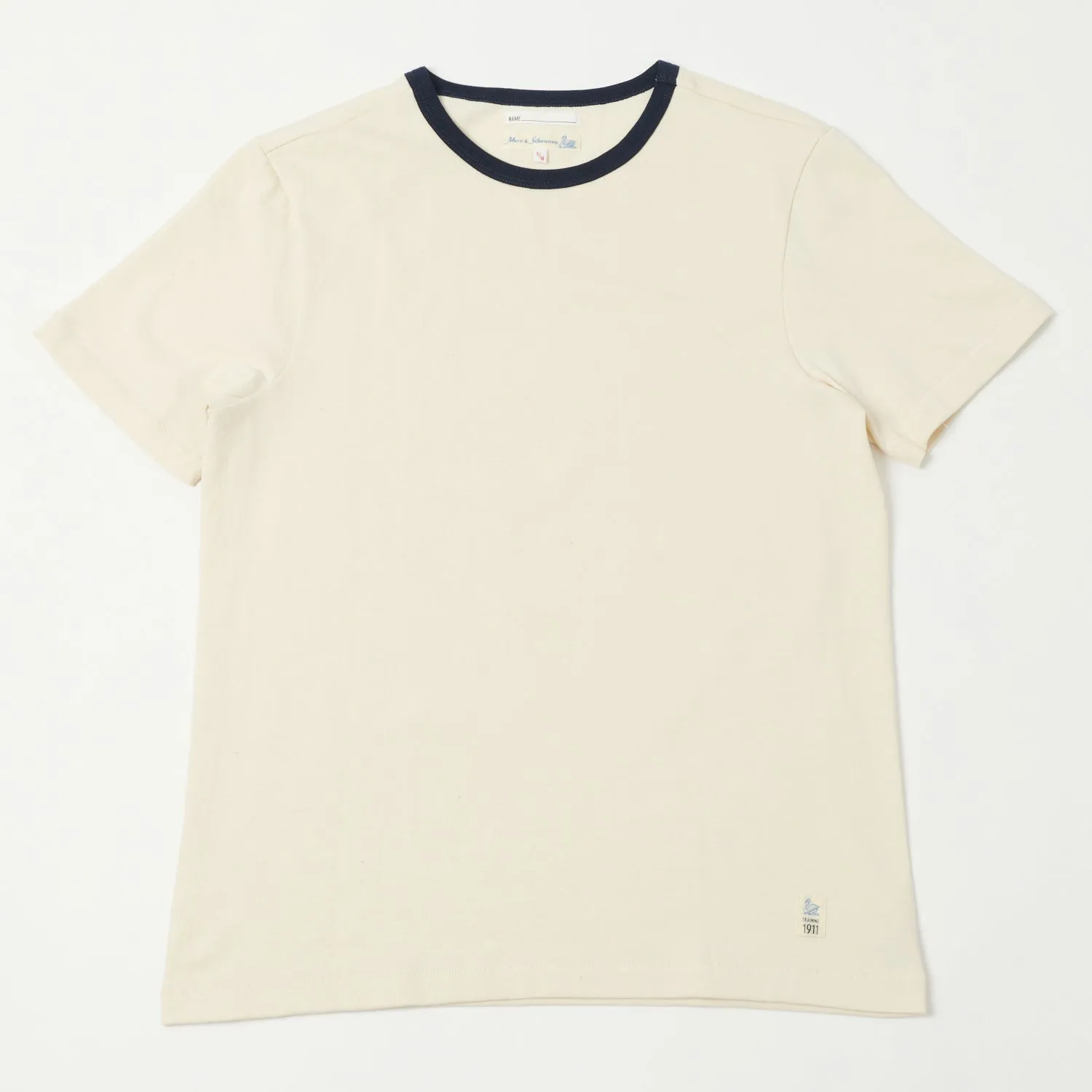 Merz b. Schwanen TR215B Retro Sport Tee - Nature/Ink Blue