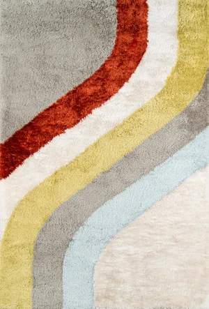 Mid Century Modern Orange Yellow Stripe 70s Style Rug - Novogratz Retro