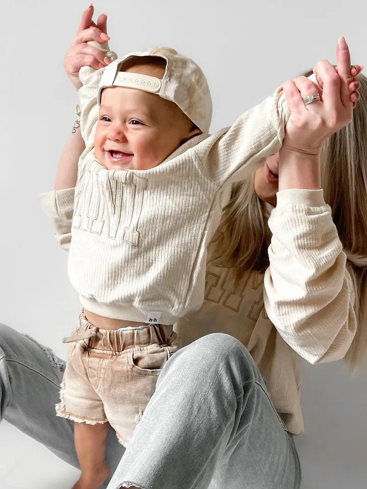 MINI Embroidered Corded Crew