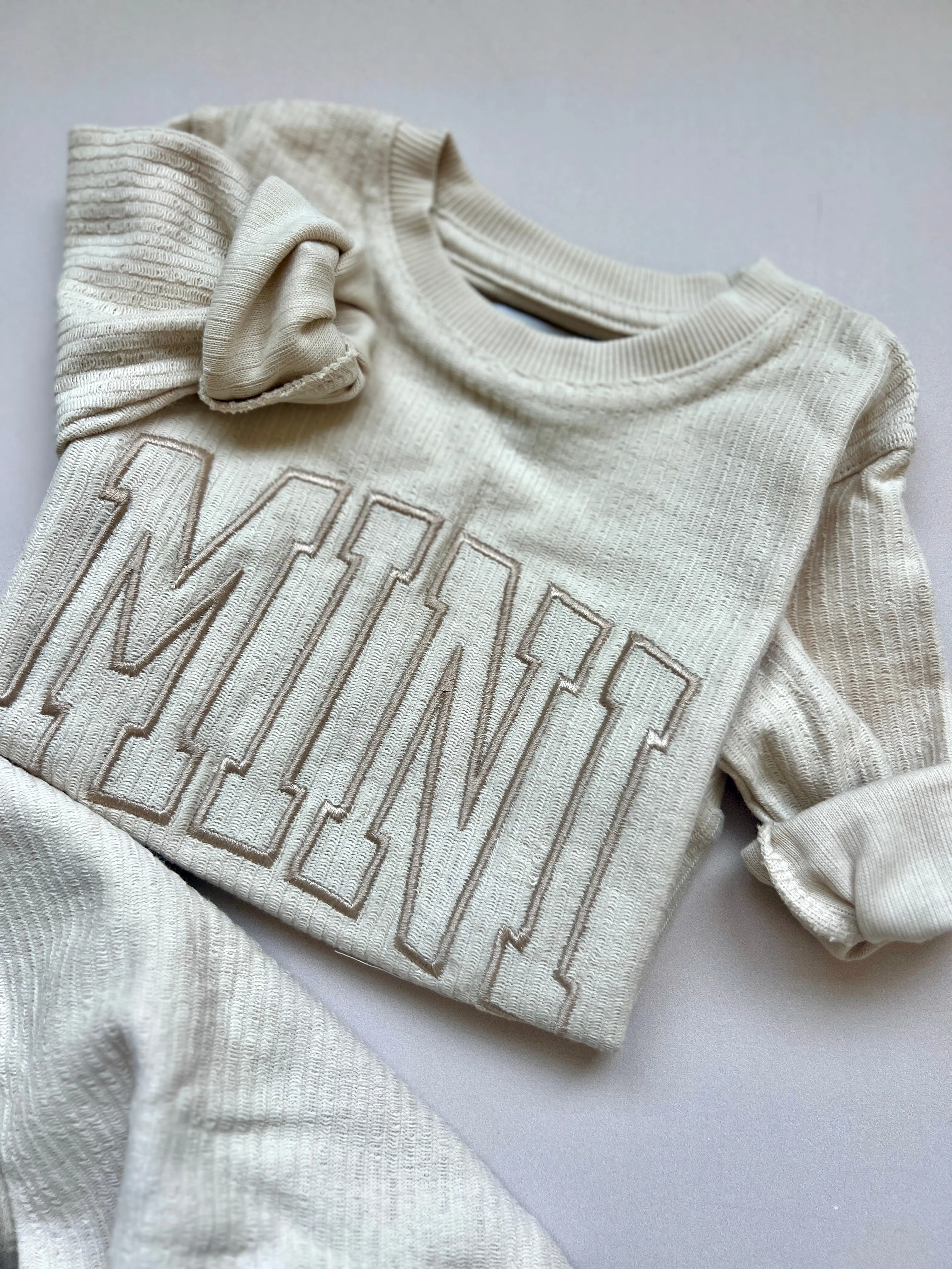 MINI Embroidered Corded Crew