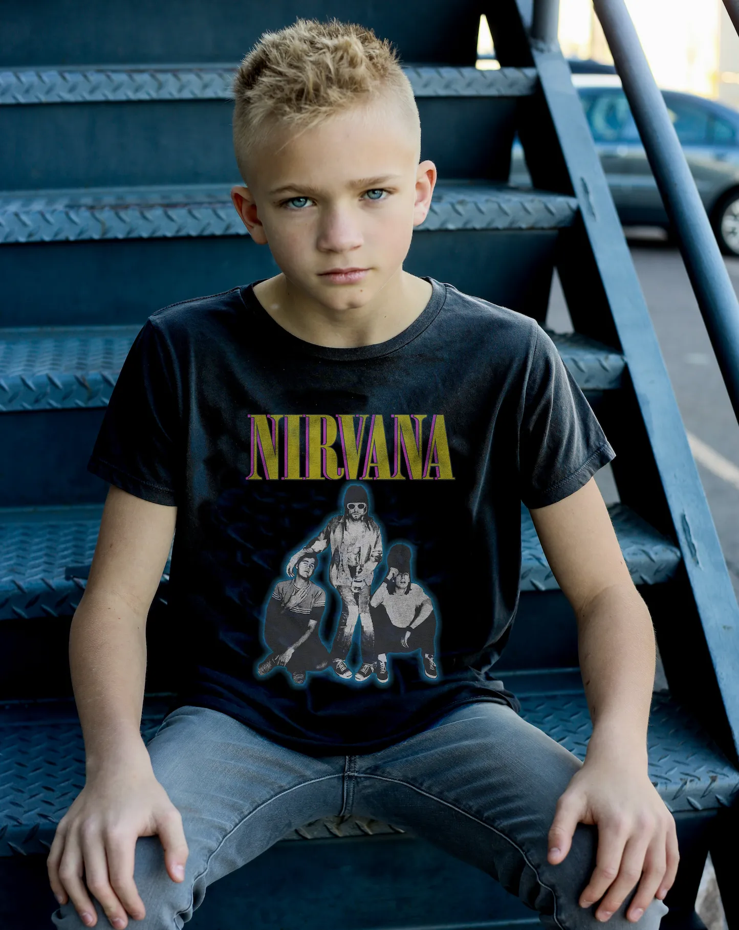 Nirvana Organic Vintge Black Short Sleeve Tee