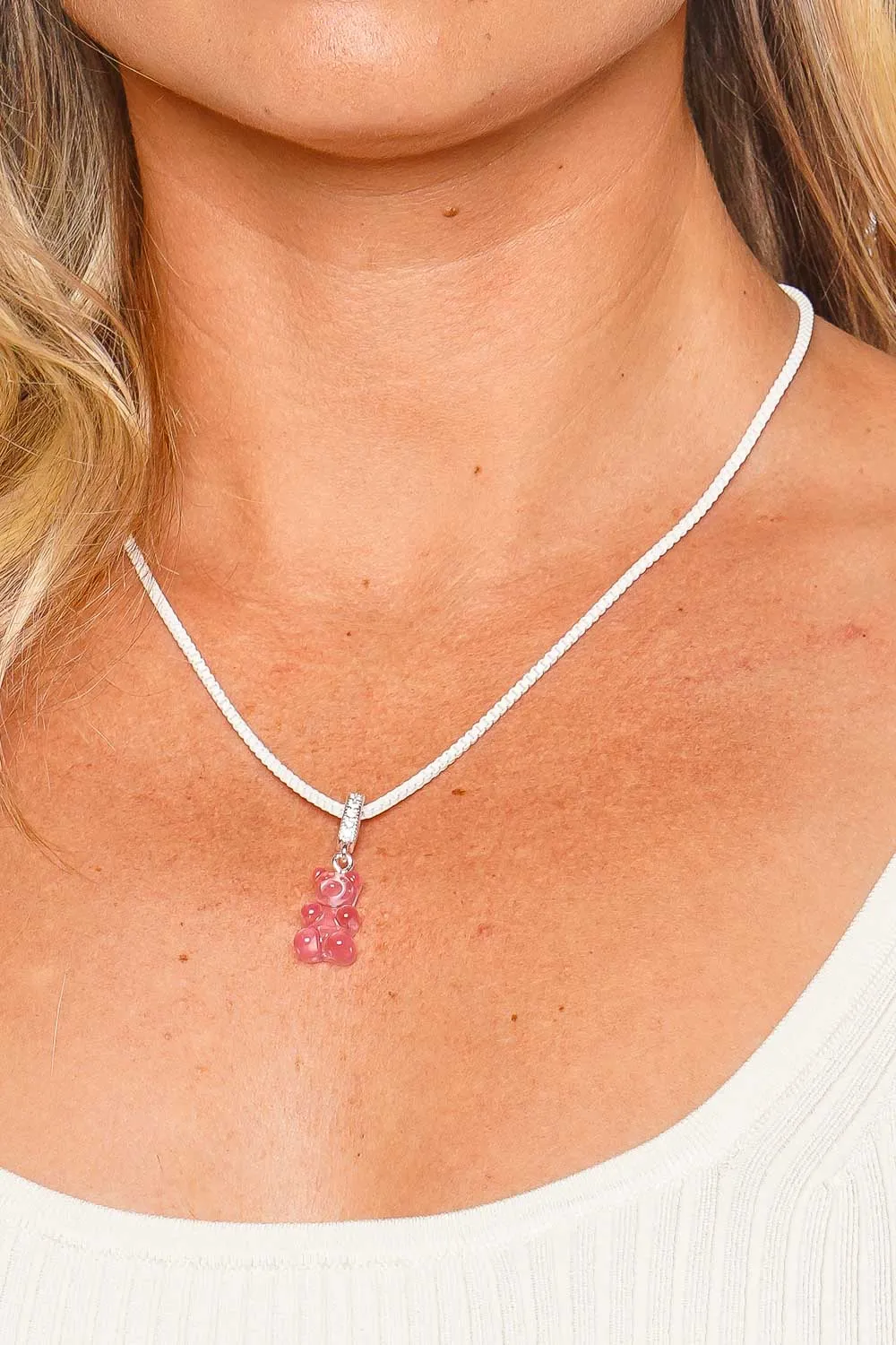 Nostalgia Bear Bubblegum Pave Pendant