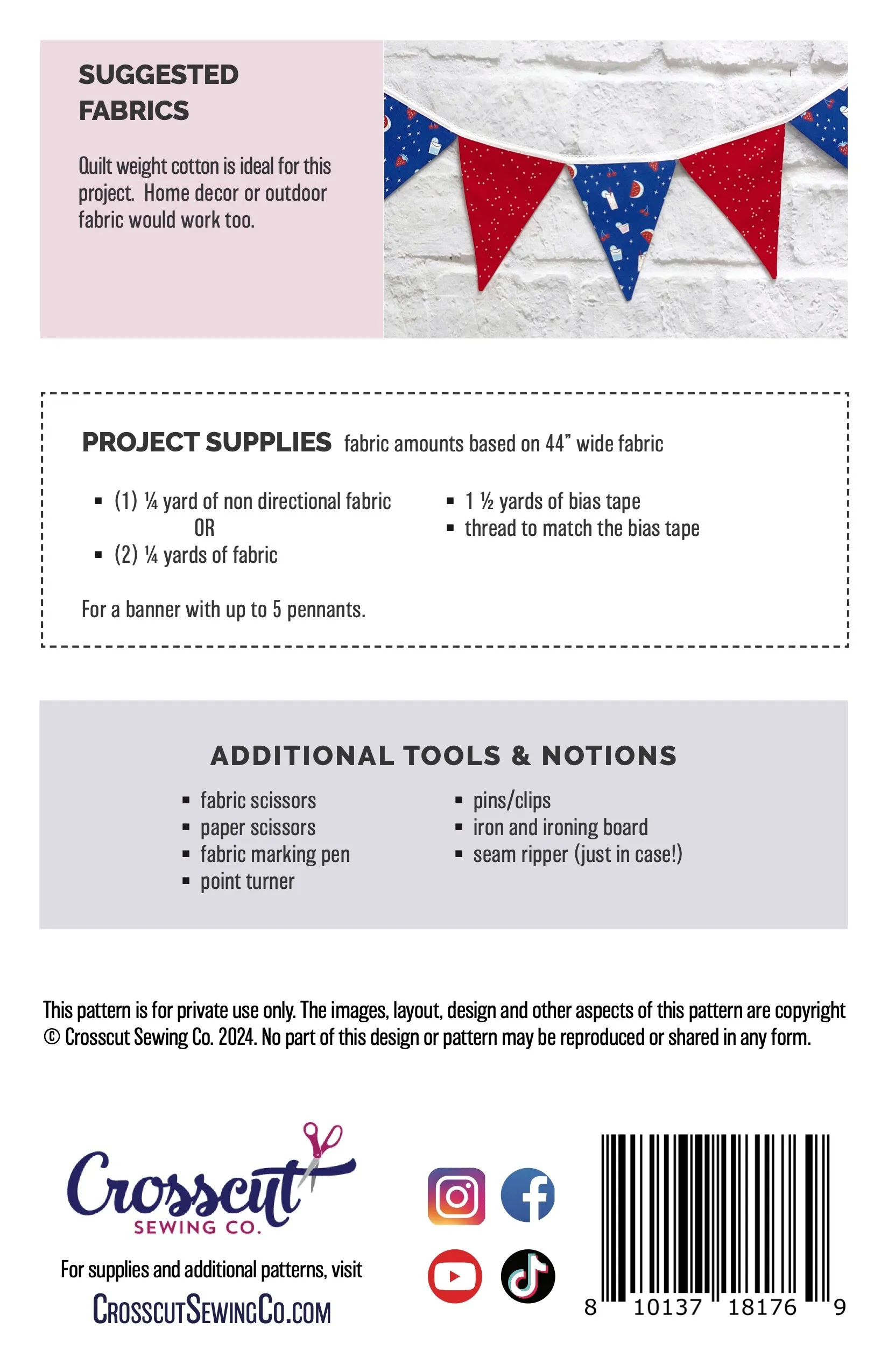 Pennant Banner - Beginner Sewing Pattern & Video Tutorial