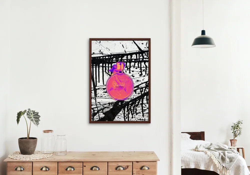 Perfume Bottle Street Art PRINTABLE ART, Designer Wall Art, Bold Colors, Hot Pink Wall Art, Perfume Artwork, Urban Wall Art