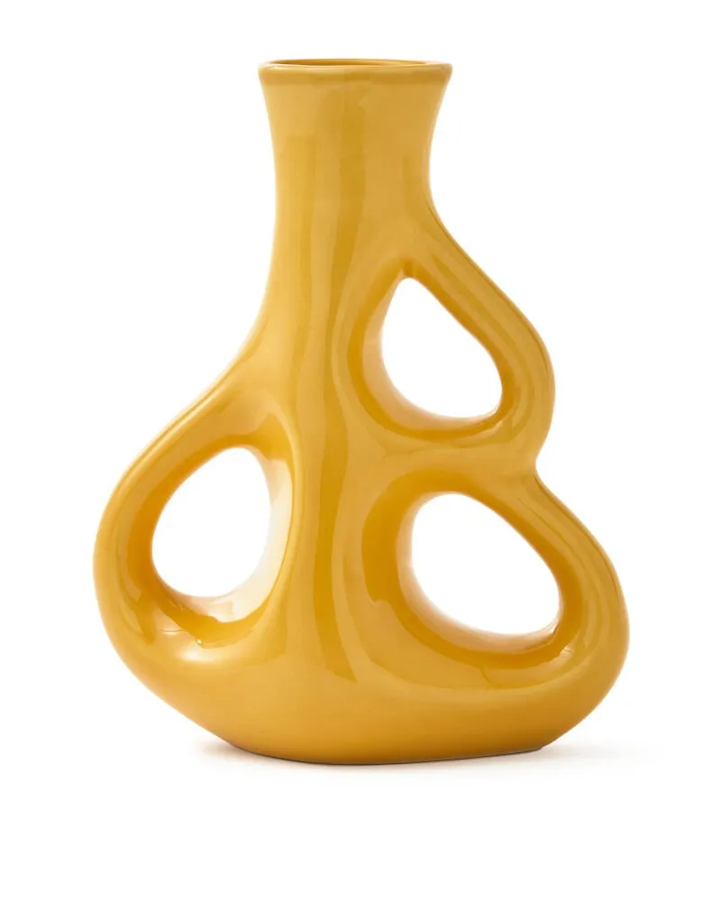 Pols Potten Three Ears Vase in Yellow Ceramic – Medium