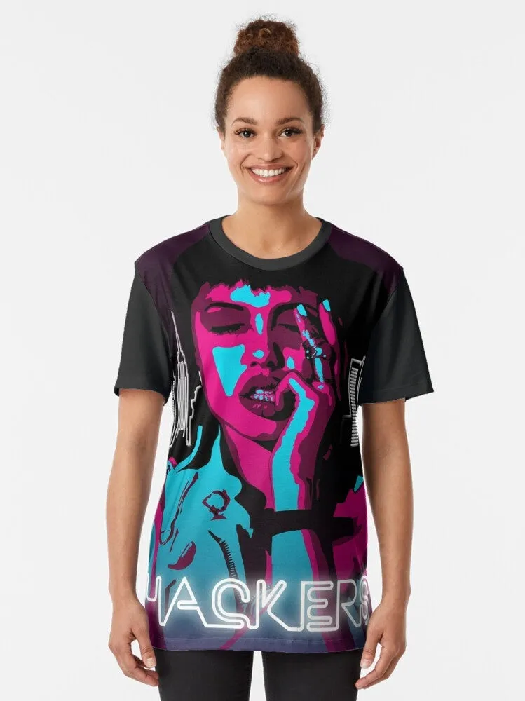 "Hackers" Angelina Jolie Graphic T-Shirt | 90s Neon Glow