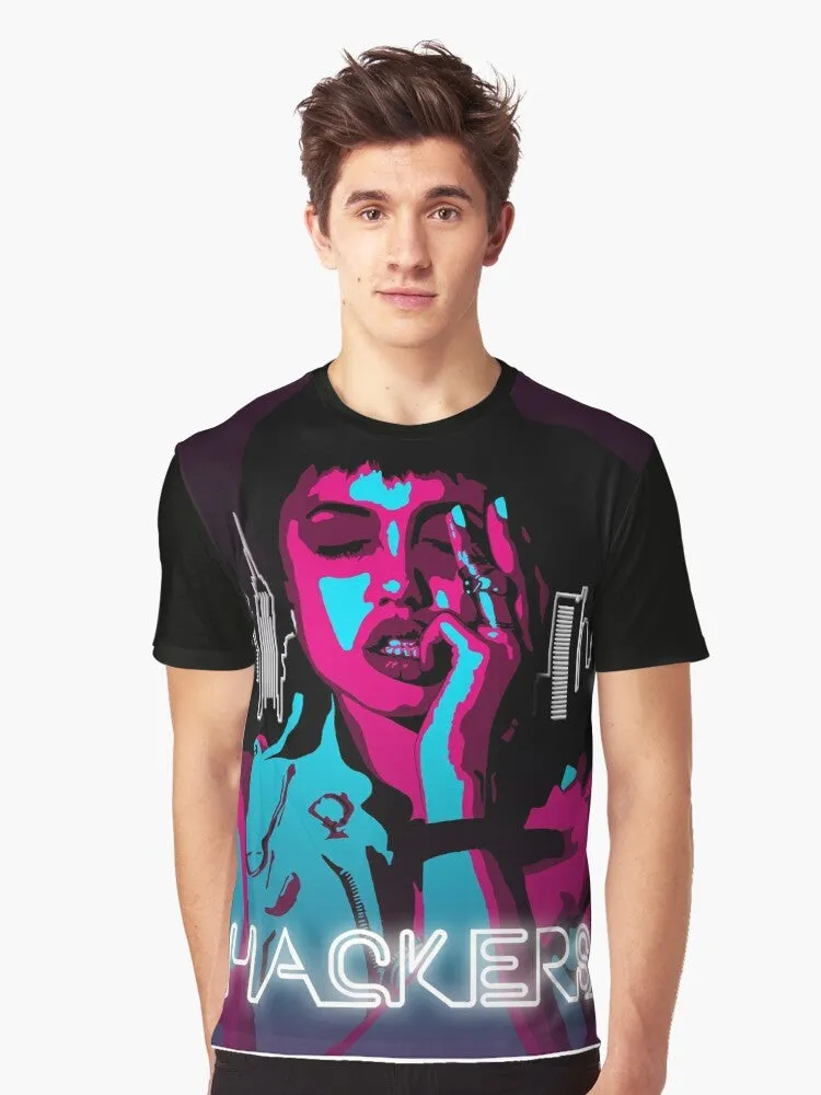 "Hackers" Angelina Jolie Graphic T-Shirt | 90s Neon Glow