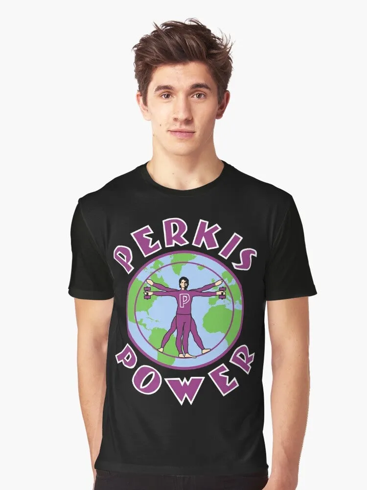 "Perkis Power Graphic T-Shirt: Embrace the Nerdy 90s Vibes"