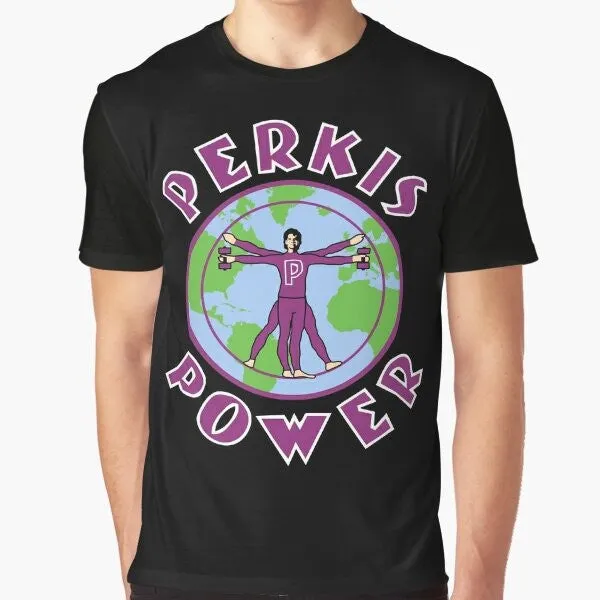 "Perkis Power Graphic T-Shirt: Embrace the Nerdy 90s Vibes"