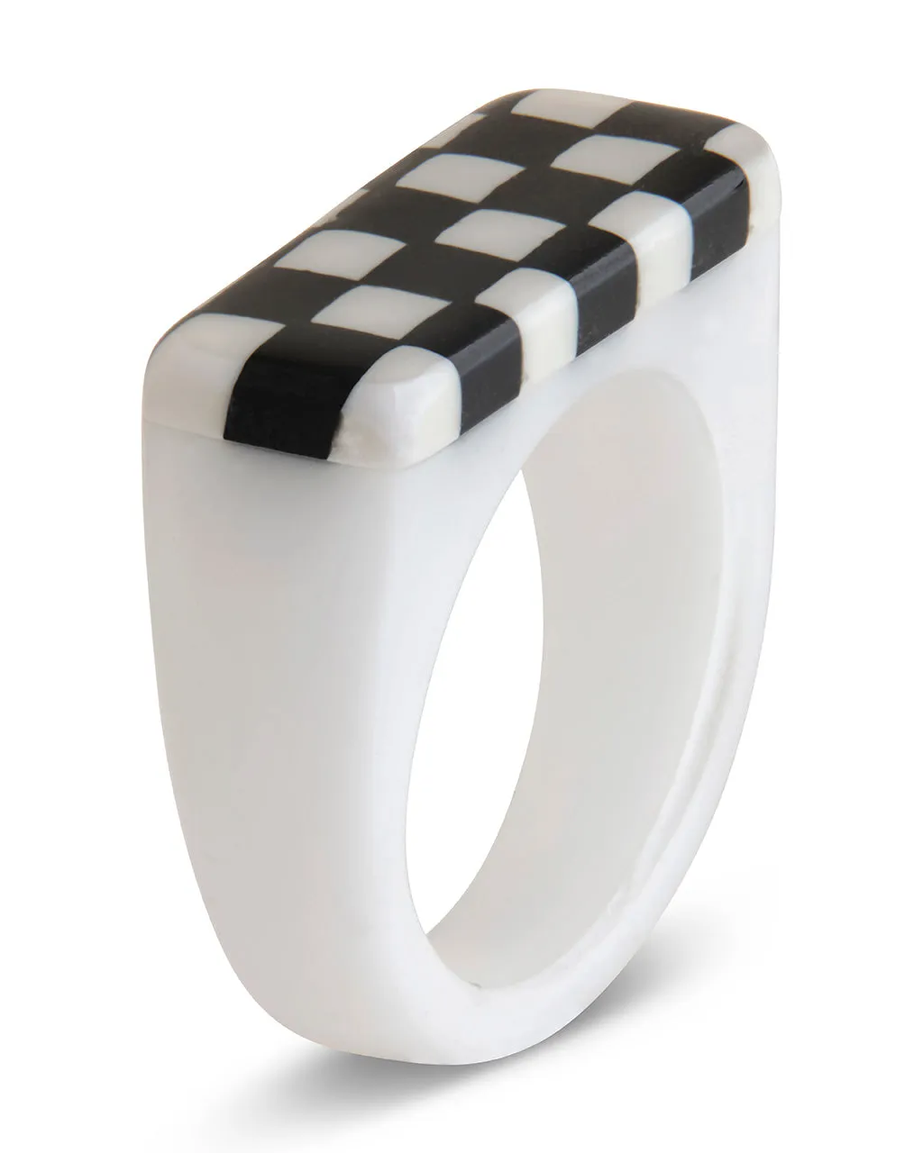 Retro Chequer Resin Ring