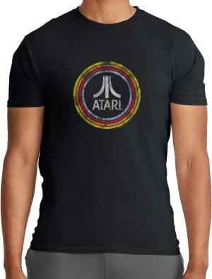 Ripple Junction Atari Men's Short Sleeve T-Shirt Distressed Classic Retro Fuji Logo in Circles Vintage Officially Licensed