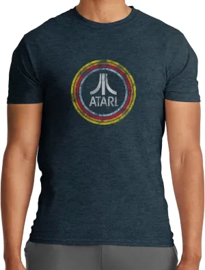 Ripple Junction Atari Men's Short Sleeve T-Shirt Distressed Classic Retro Fuji Logo in Circles Vintage Officially Licensed
