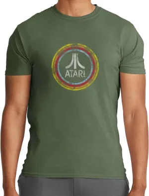 Ripple Junction Atari Men's Short Sleeve T-Shirt Distressed Classic Retro Fuji Logo in Circles Vintage Officially Licensed