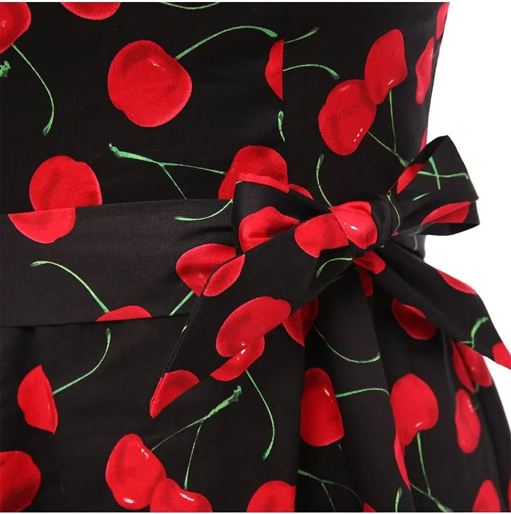Topdress Women'sVintage Polka Audrey Dress 1950s Halter Retro Cocktail Dress