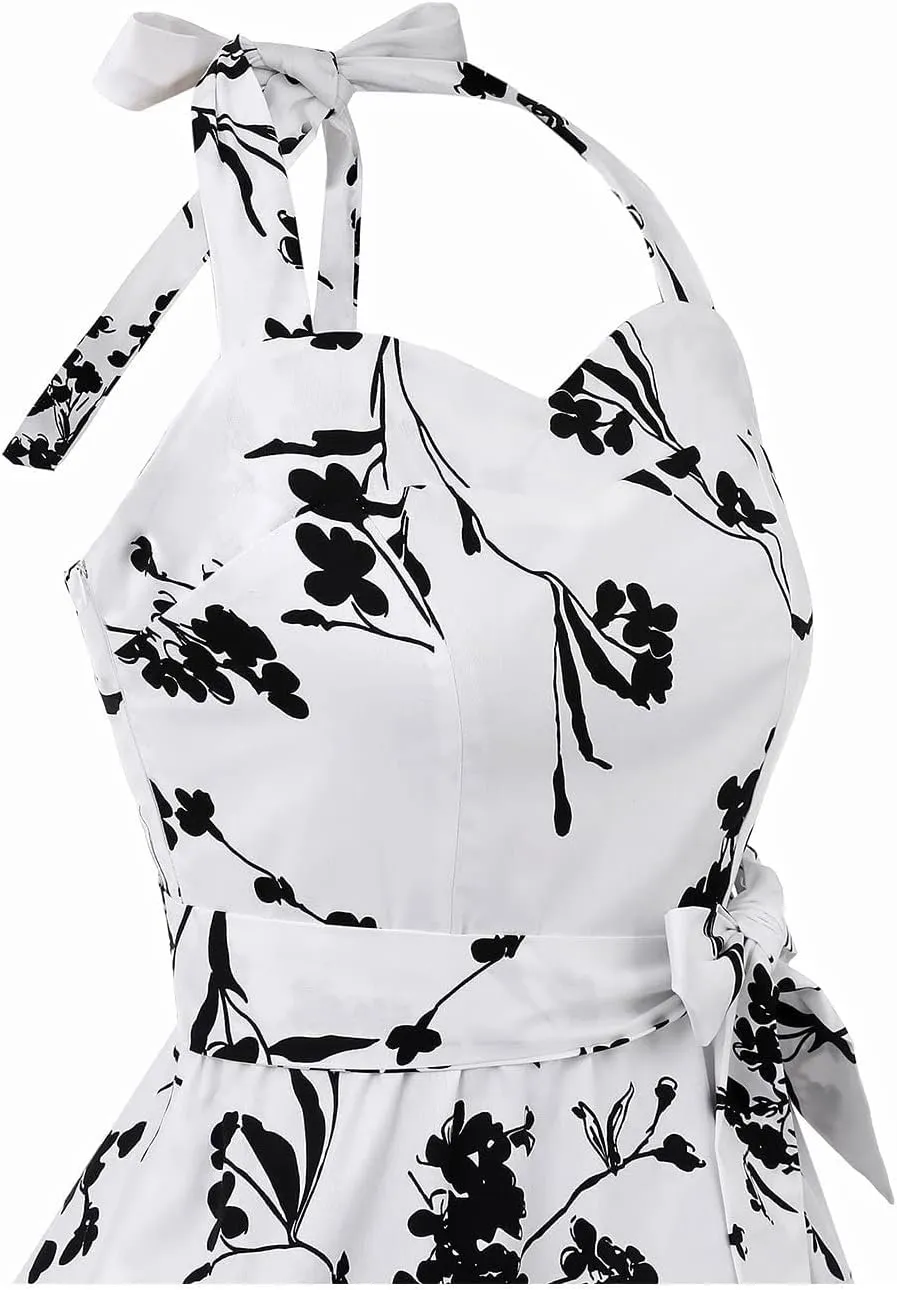 Topdress Women'sVintage Polka Audrey Dress 1950s Halter Retro Cocktail Dress