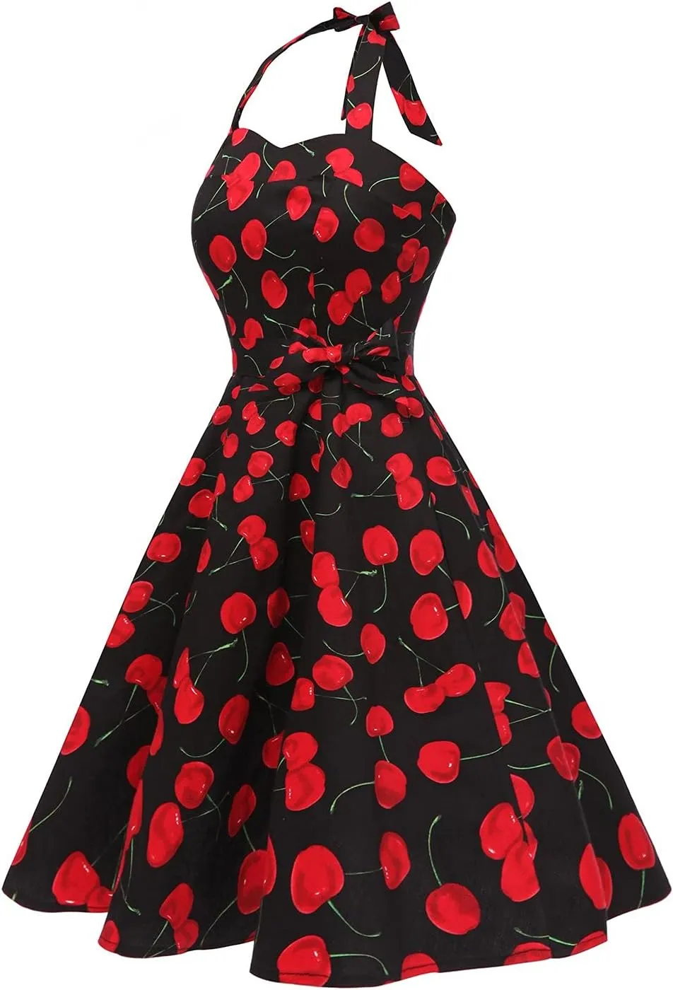 Topdress Women'sVintage Polka Audrey Dress 1950s Halter Retro Cocktail Dress