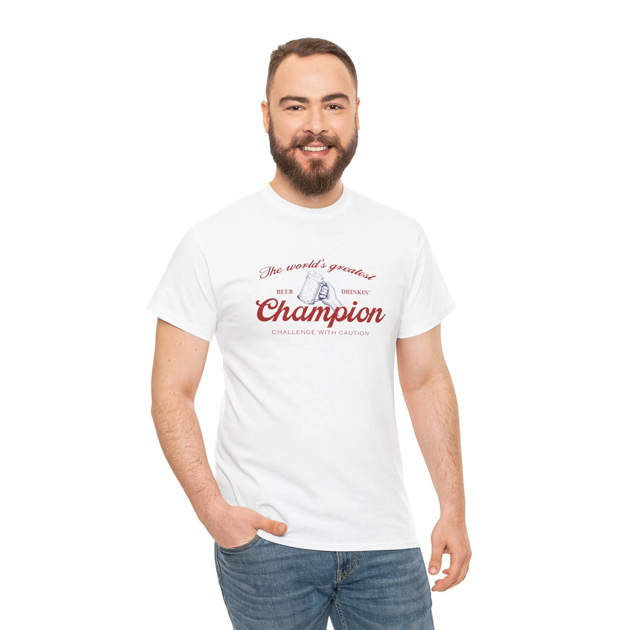 Vintage Beer Style T-Shirt: The World's Greatest Beer Drinkin' Champion - Perfect for Fourth of July, Father's Day, Life of Party Gift