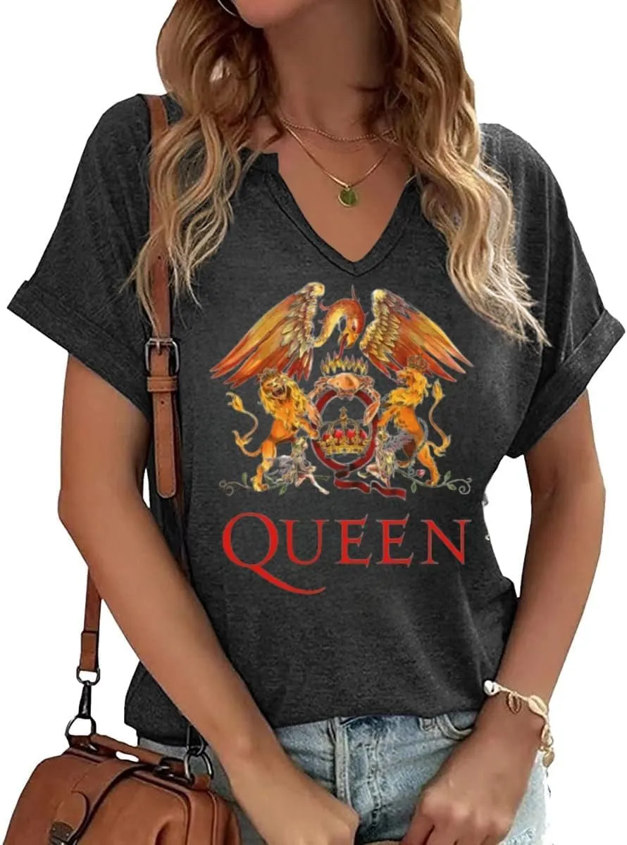 Vintage Rock Band T Shirt for Women V Neck Nashville Western Shirts Cowgirl Cowboy Graphic Tees Country Music Tops