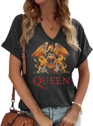 Vintage Rock Band T Shirt for Women V Neck Nashville Western Shirts Cowgirl Cowboy Graphic Tees Country Music Tops