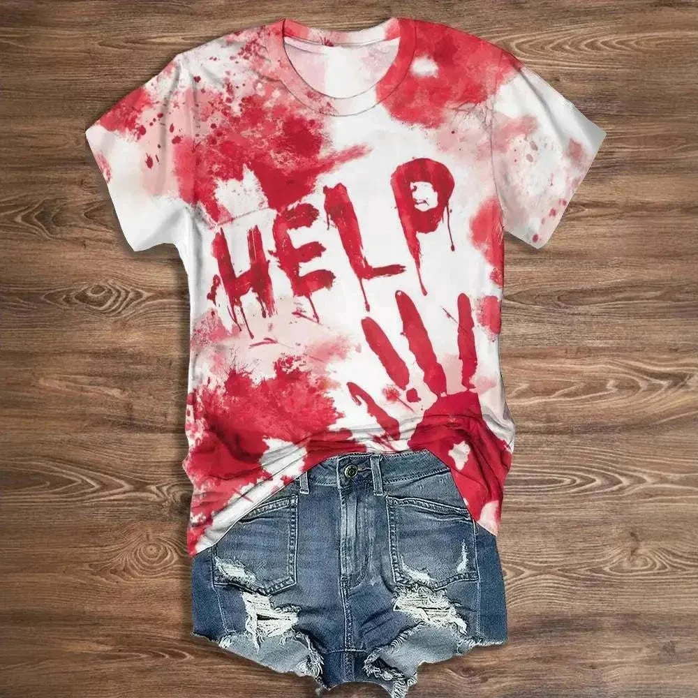 Womens Halloween Shirts - Vintage Letter Print Halloween Women Cloth