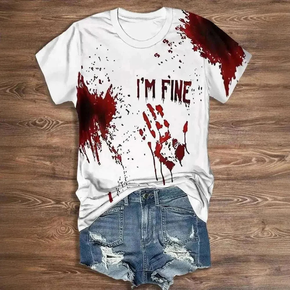 Womens Halloween Shirts - Vintage Letter Print Halloween Women Cloth