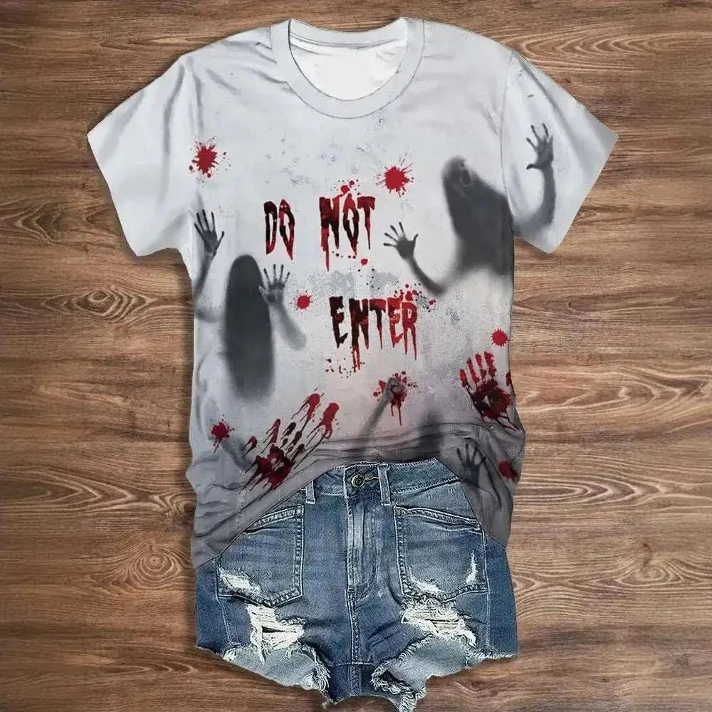 Womens Halloween Shirts - Vintage Letter Print Halloween Women Cloth